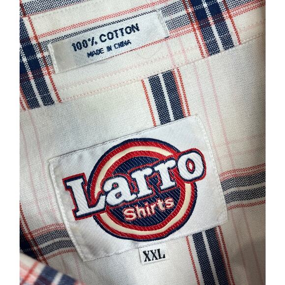 Larro Button Down Shirt Men's Casual long sleeve collared plaid XXL - Picture 6 of 7